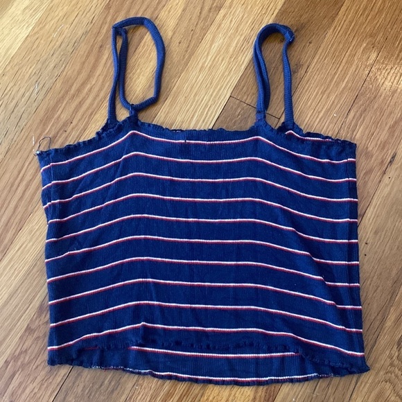 Garage Women’s Blue Crop Top With Red and White Stripes Size XS - Picture 6 of 7